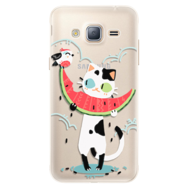 Silikonové pouzdro iSaprio - Cat with melon - Samsung Galaxy J3 2016