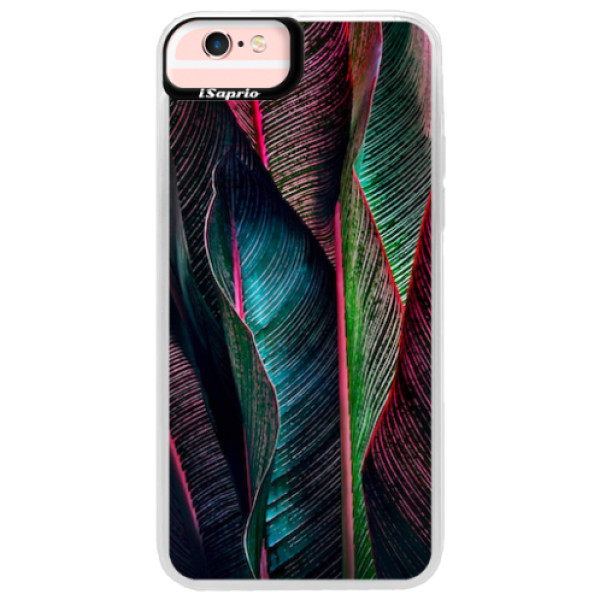 Neonové pouzdro Pink iSaprio - Black Leaves - iPhone 6 Plus/6S Plus