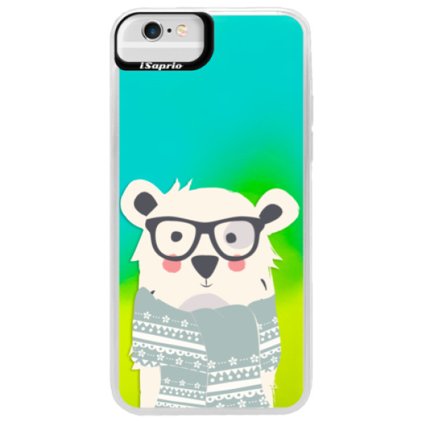 Neonové pouzdro Blue iSaprio - Bear with Scarf - iPhone 6 Plus/6S Plus