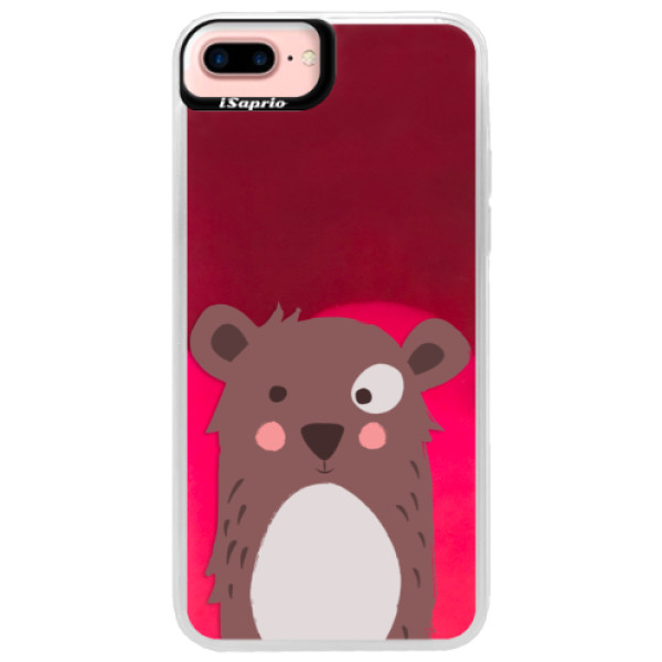 Neonové pouzdro Pink iSaprio - Brown Bear - iPhone 7 Plus