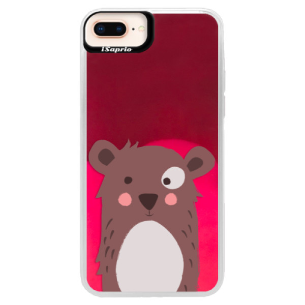 Neonové pouzdro Pink iSaprio - Brown Bear - iPhone 8 Plus