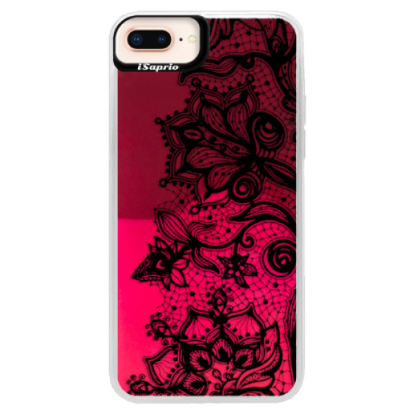 Neonové pouzdro Pink iSaprio - Black Lace - iPhone 8 Plus