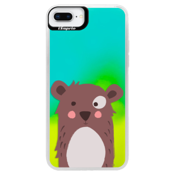 Neonové pouzdro Blue iSaprio - Brown Bear - iPhone 8 Plus