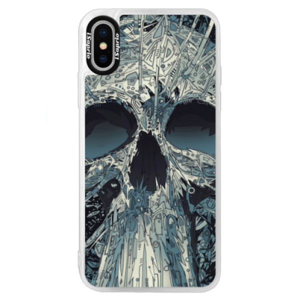 Neonové pouzdro Blue iSaprio - Abstract Skull - iPhone X