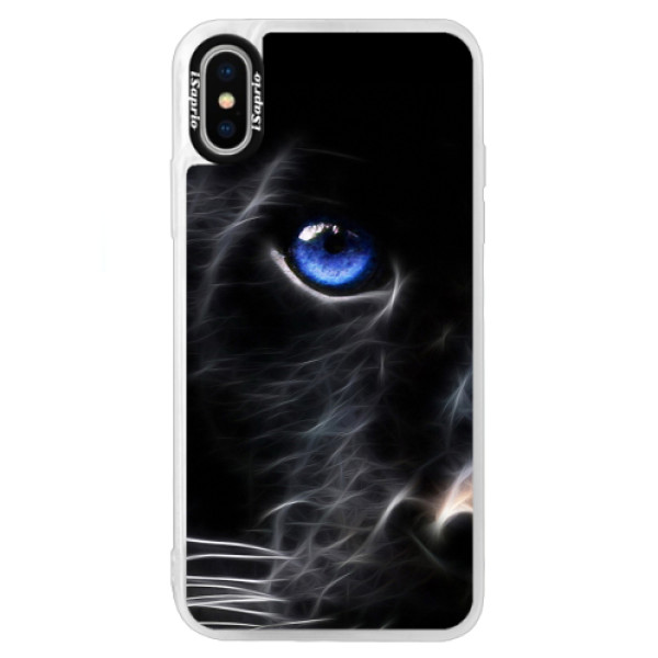 Neonové pouzdro Blue iSaprio - Black Puma - iPhone XS