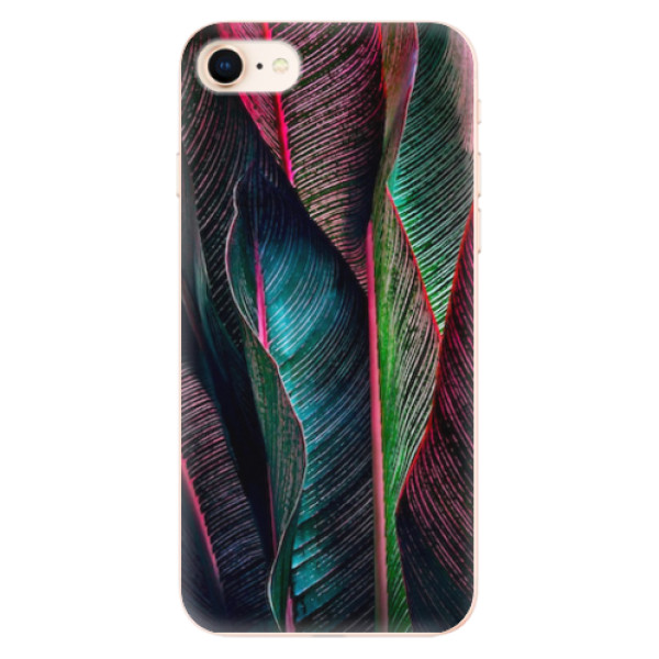 Odolné silikonové pouzdro iSaprio - Black Leaves - iPhone 8