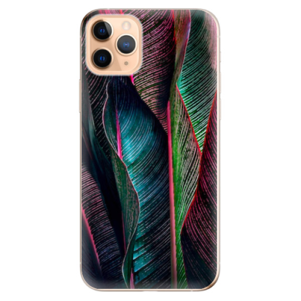 Odolné silikonové pouzdro iSaprio - Black Leaves - iPhone 11 Pro Max
