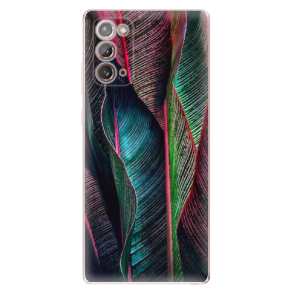 Odolné silikonové pouzdro iSaprio - Black Leaves - Samsung Galaxy Note 20