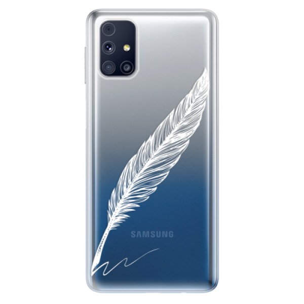 Odolné silikonové pouzdro iSaprio - Writing By Feather - white - Samsung Galaxy M31s