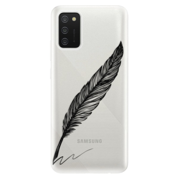 Odolné silikonové pouzdro iSaprio - Writing By Feather - black - Samsung Galaxy A02s