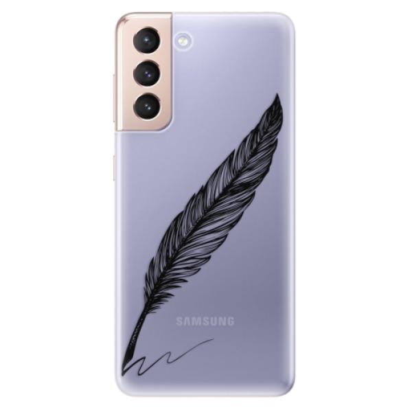 Odolné silikonové pouzdro iSaprio - Writing By Feather - black - Samsung Galaxy S21