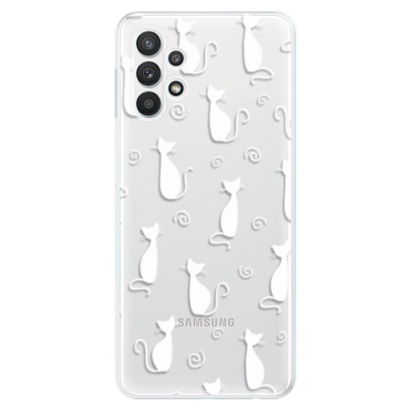Odolné silikonové pouzdro iSaprio - Cat pattern 05 - white - Samsung Galaxy A32