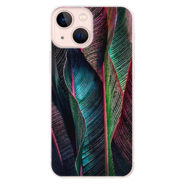 Odolné silikonové pouzdro iSaprio - Black Leaves - iPhone 13 mini