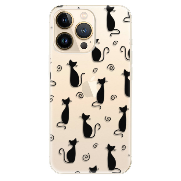 Odolné silikonové pouzdro iSaprio - Cat pattern 05 - black - iPhone 13 Pro Max