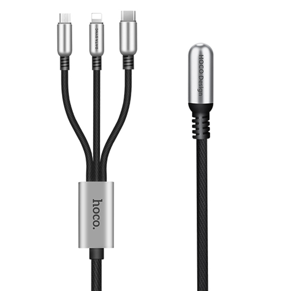 Nabíjecí USB kabel Hoco Capsule 3v1 - Micro USB + Lightning + USB-C / Type-C