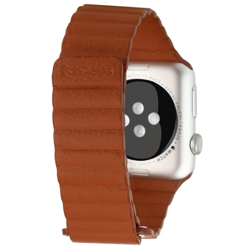 Kožený pásek / řemínek Baseus Magnetic Leather pro Apple Watch 42mm hnědý