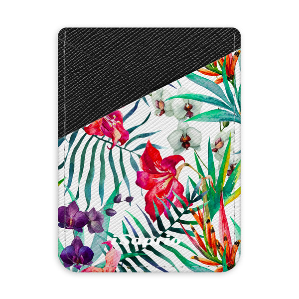 Pouzdro na kreditní karty iSaprio - Flower Pattern 03 - tmavá nalepovací kapsa