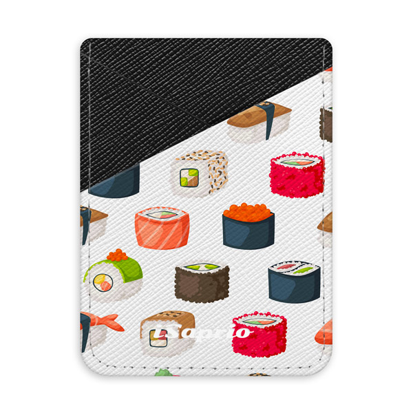 Pouzdro na kreditní karty iSaprio - Sushi Pattern - tmavá nalepovací kapsa